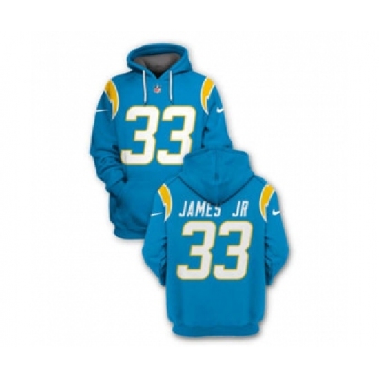 Men's Los Angeles Chargers #33 Derwin James JR 2021 Blue Pullover Football Hoodie