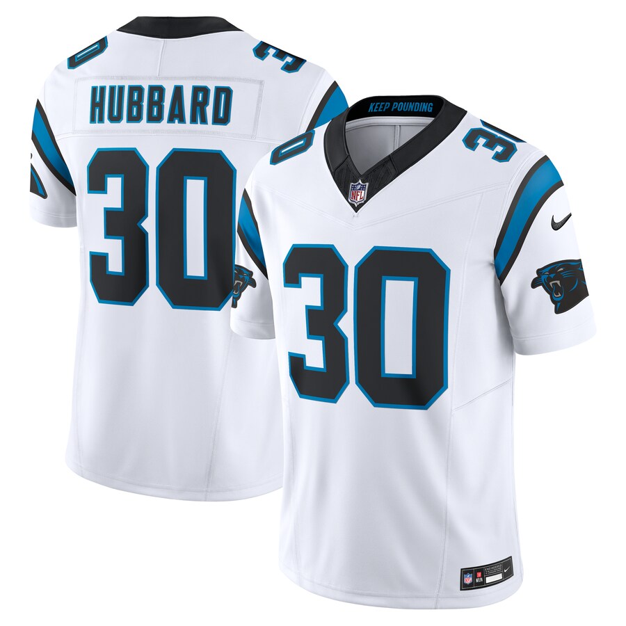 Men's Carolina Panthers Chuba Hubbard Nike White Vapor F.U.S.E. Limited Jersey