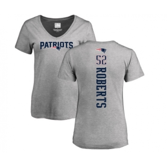 Football Women's New England Patriots #52 Elandon Roberts Ash Backer V-Neck T-Shirt