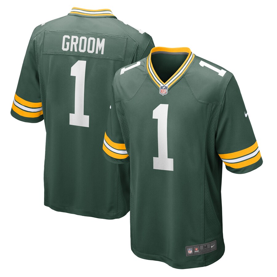 Men's Green Bay Packers Number 1 Groom Nike Green Game Jersey
