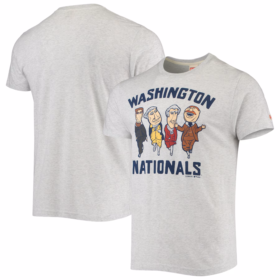 Men's Washington Nationals Homage Heathered Gray Hyper Local Tri-Blend T-Shirt