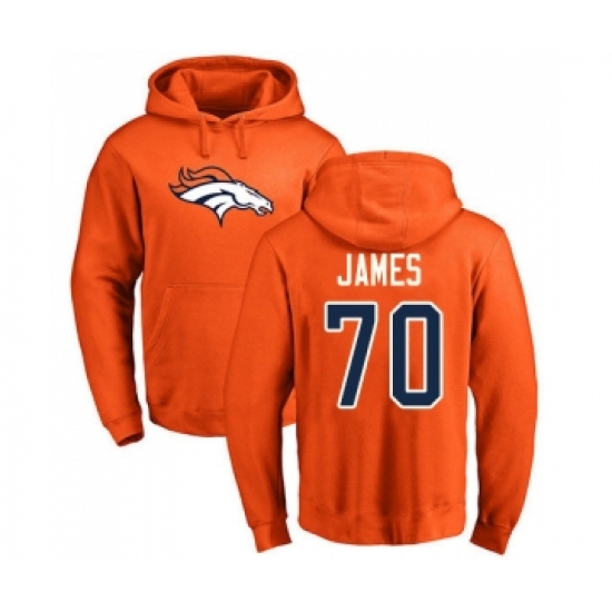 Football Denver Broncos #70 Ja'Wuan James Orange Name & Number Logo Pullover Hoodie