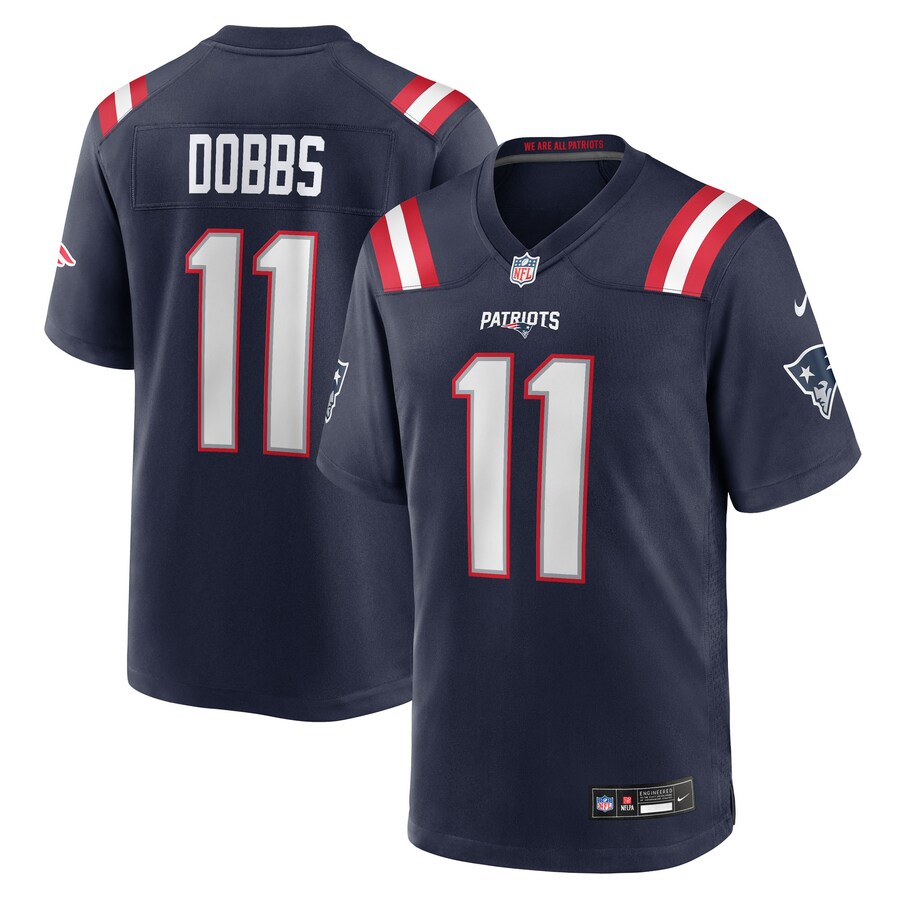 Men's New England Patriots Joshua Dobbs Nike Navy Team Game Jersey