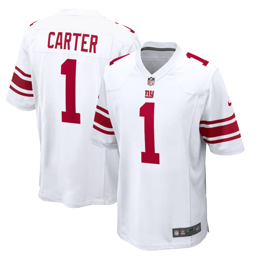 Men's New York Giants Abdul Carter Nike White First Round Pick Game Jersey
