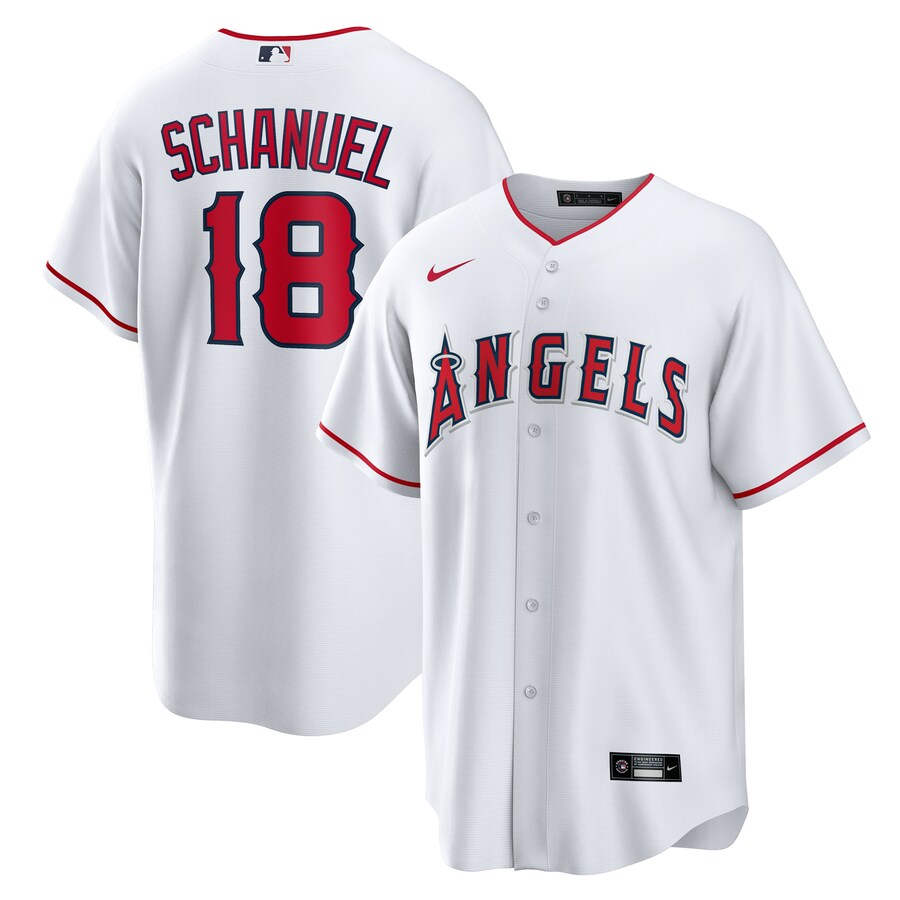 Men's Los Angeles Angels Nolan Schanuel Nike White Home Replica Jersey