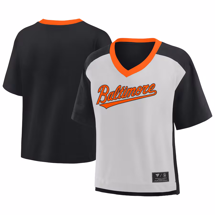 Men's Baltimore Orioles Fanatics Black/Graphite Oversized Race To Win V-Neck T-Shirt