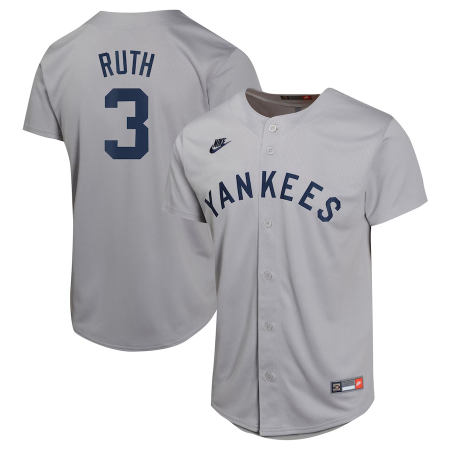 Youth New York Yankees Babe Ruth Nike Gray Cooperstown Collection Limited Player Jersey