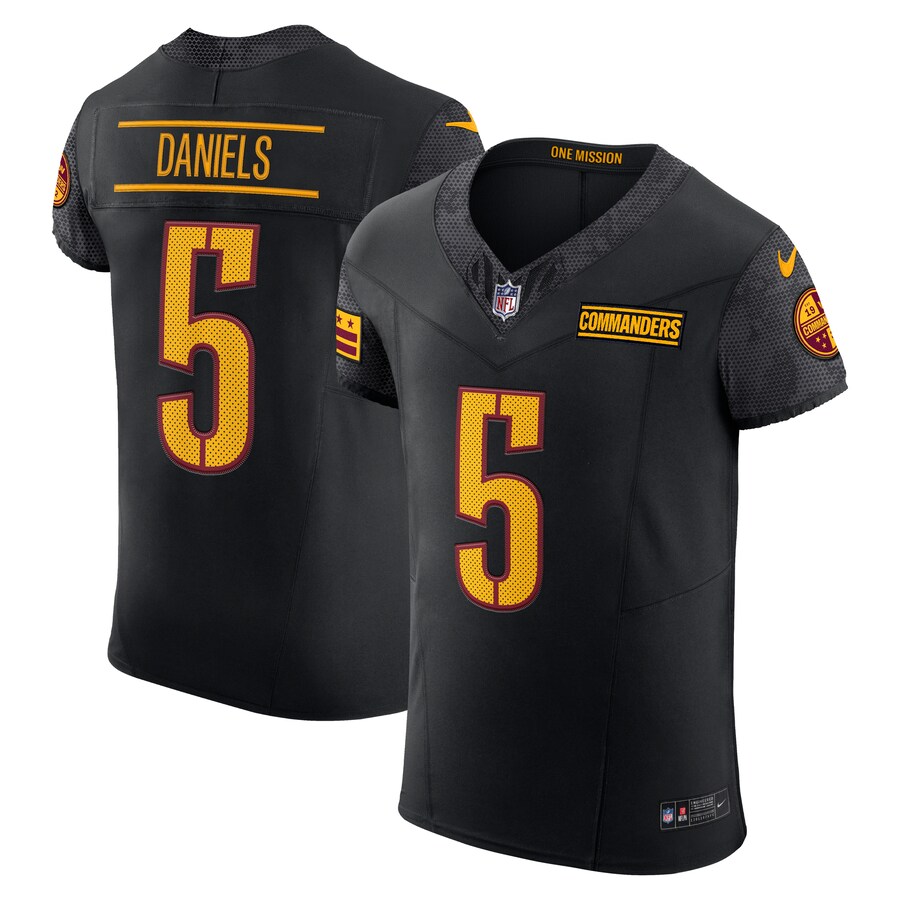 Men's Washington Commanders Jayden Daniels Nike Black Alternate Vapor F.U.S.E. Elite Jersey
