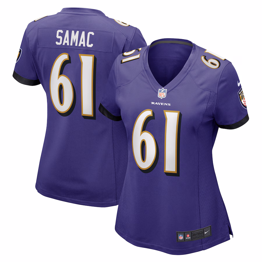Women's Baltimore Ravens Nick Samac Nike Purple Game Jersey