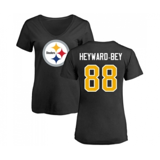 Football Women's Pittsburgh Steelers #88 Darrius Heyward-Bey Black Name & Number Logo Slim Fit T-Shirt