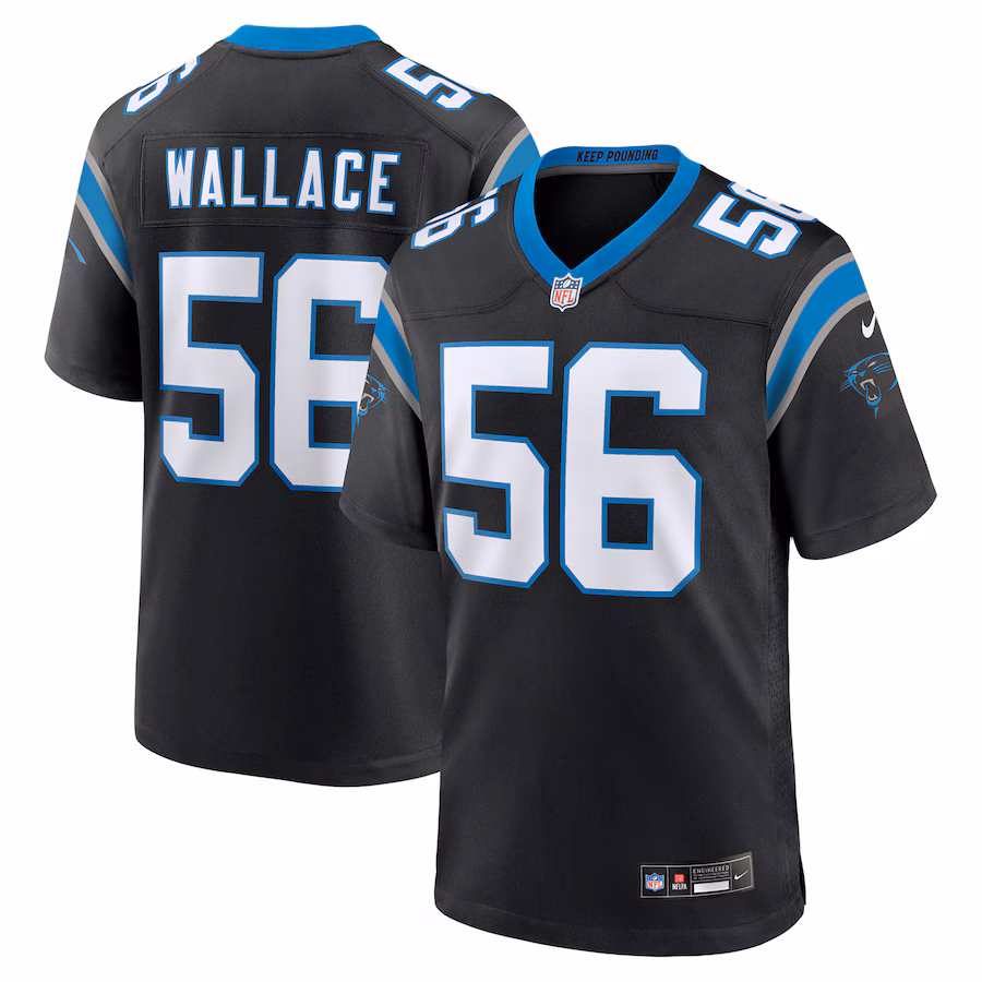 Men's Carolina Panthers Trevin Wallace Nike Black Game Jersey
