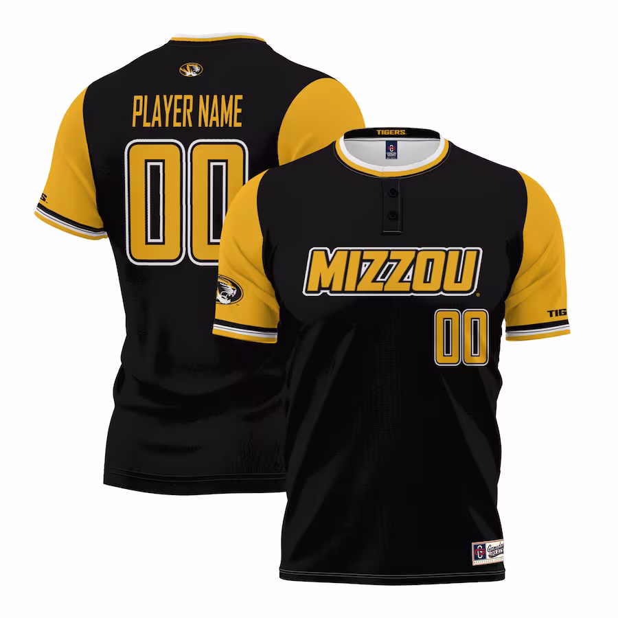 Missouri Tigers GameDay Greats Unisex  NIL Pick-A-Player Lightweight Softball Jersey - Black