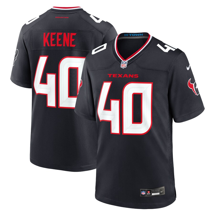 Men's Houston Texans Dalton Keene Nike Navy Team Game Jersey