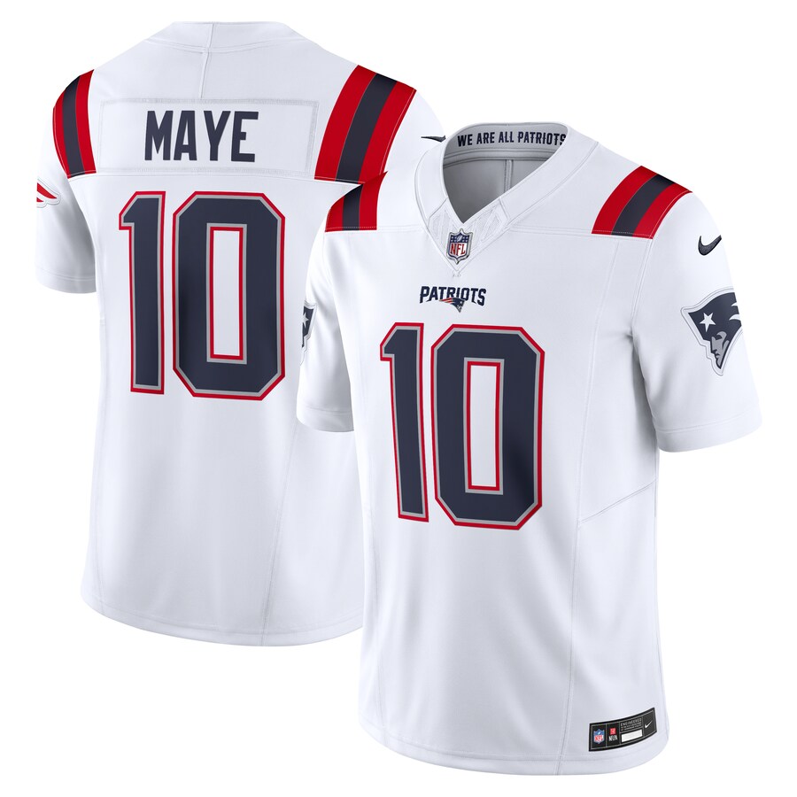 Men's New England Patriots Drake Maye Nike White Vapor F.U.S.E. Limited Jersey