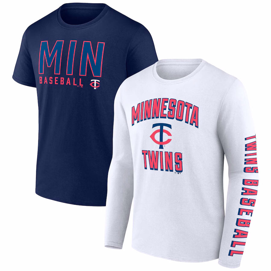 Men's Minnesota Twins Fanatics Navy/White Two-Pack Combo T-Shirt Set