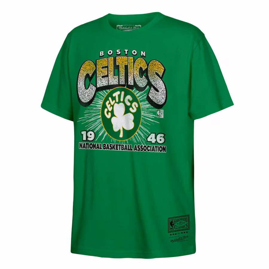 Men's Boston Celtics Mitchell & Ness Kelly Green Hardwood Classics Vintage Hoopster T-Shirt