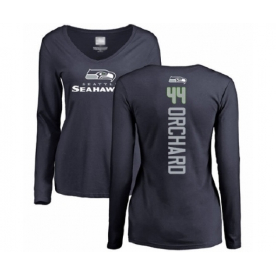 Football Women's Seattle Seahawks #44 Nate Orchard Navy Blue Backer Long Sleeve T-Shirt