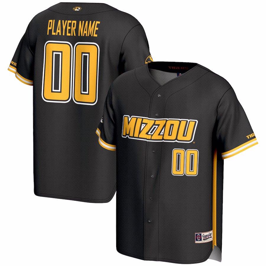 Missouri Tigers GameDay Greats Youth NIL Pick-A-Player Lightweight Baseball Jersey - Black