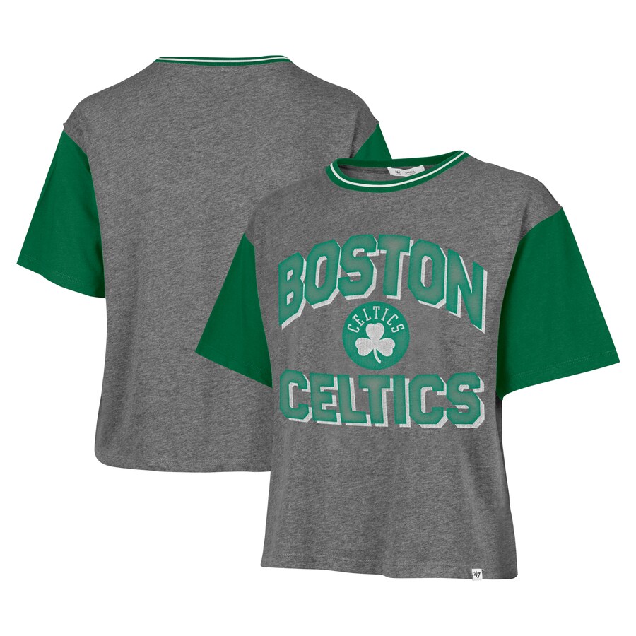Women's Boston Celtics  '47 Gray Rise Clubhouse Ziggy Color Block T-Shirt
