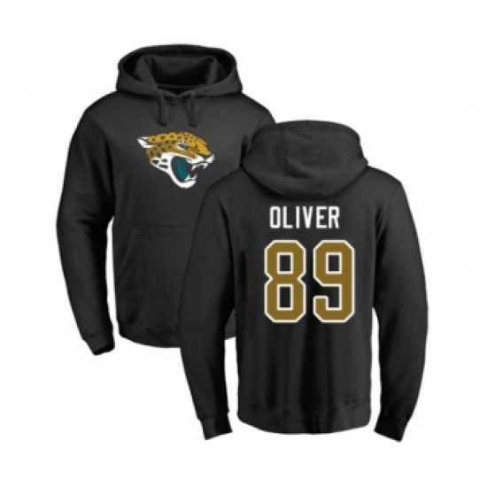 Football Jacksonville Jaguars #89 Josh Oliver Black Name & Number Logo Pullover Hoodie