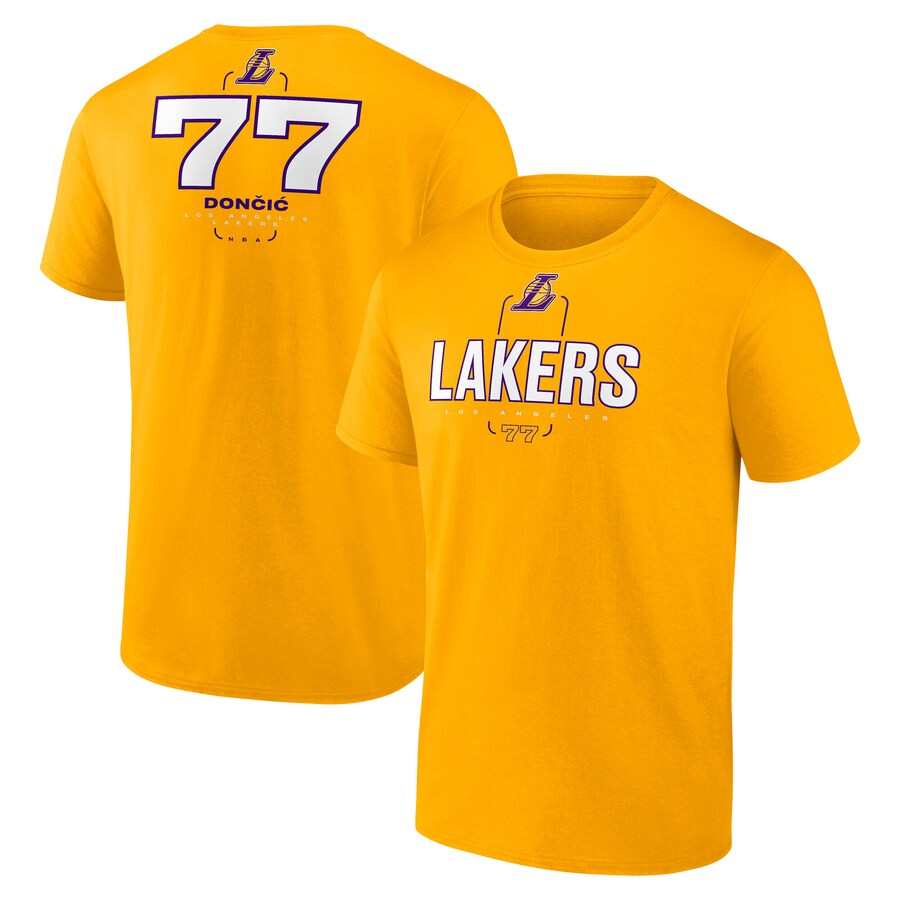 Men's Los Angeles Lakers Luka Dončić Fanatics Gold Behind The Back Name & Number T-Shirt