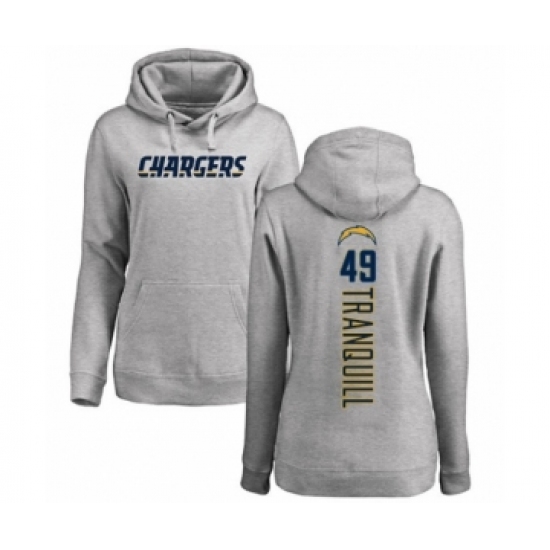 Football Women's Los Angeles Chargers #49 Drue Tranquill Ash Backer Pullover Hoodie
