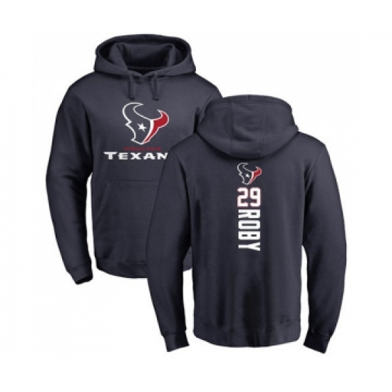 Football Houston Texans #29 Bradley Roby Navy Blue Backer Pullover Hoodie