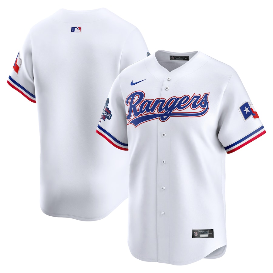 Men's Texas Rangers  Nike White Home 2023 World Series Champions Limited Jersey