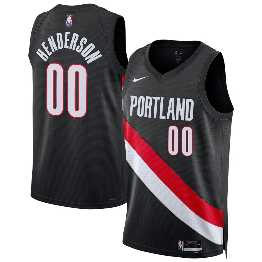 Unisex Portland Trail Blazers Scoot Henderson Nike Black Swingman Jersey - Icon Edition