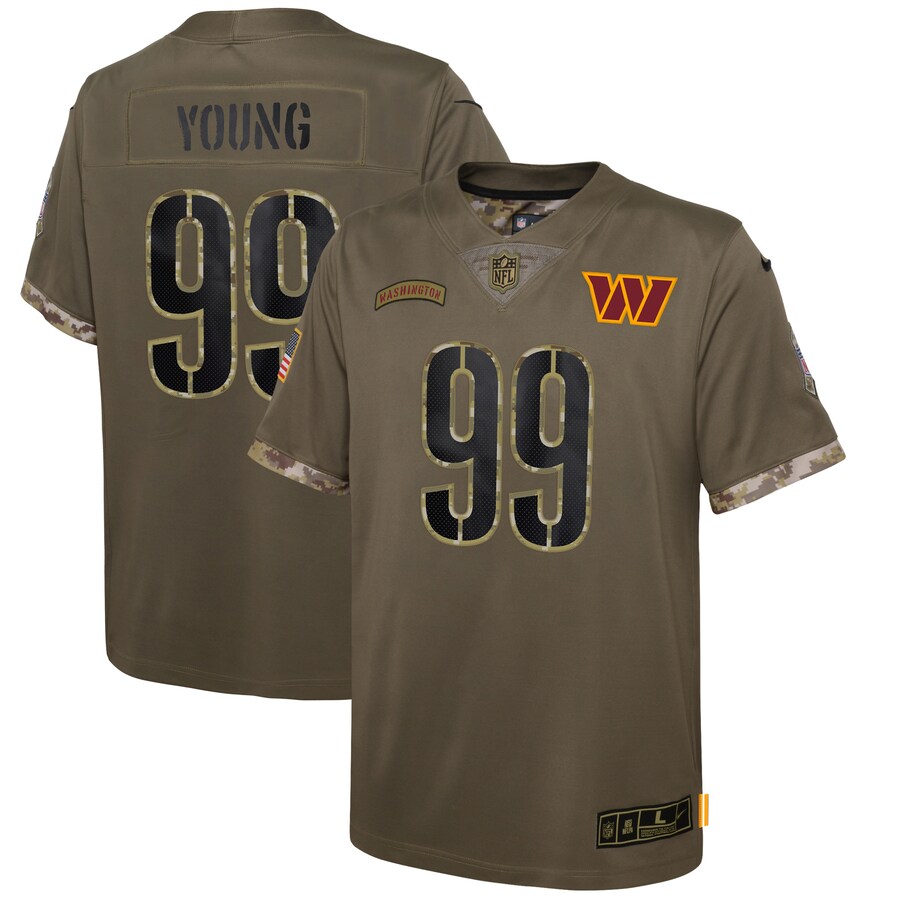Youth Washington Commanders Chase Young Nike Olive Salute To Service Player Limited Jersey