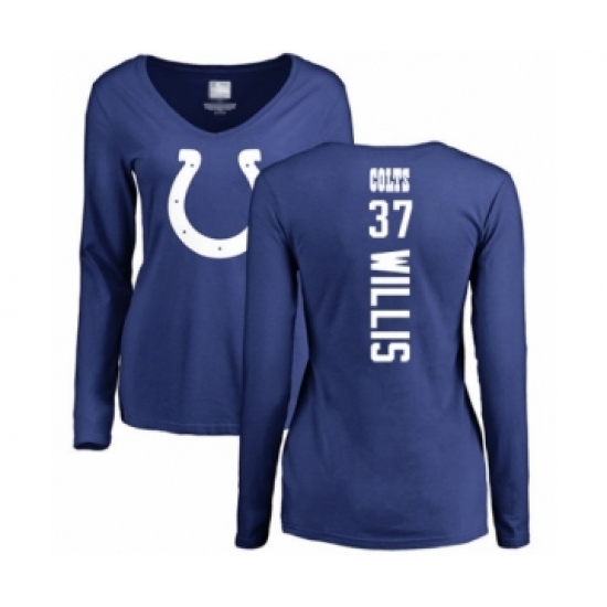 Football Women's Indianapolis Colts #37 Khari Willis Royal Blue Backer Long Sleeve T-Shirt