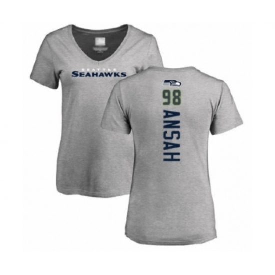 Football Women's Seattle Seahawks #98 Ezekiel Ansah Ash Backer T-Shirt