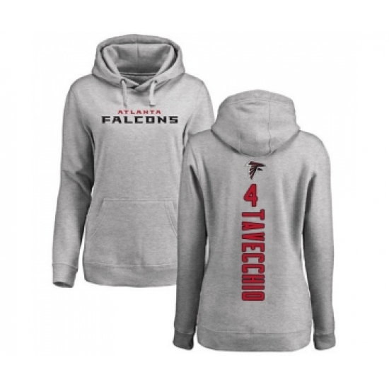 Football Women's Atlanta Falcons #4 Giorgio Tavecchio Ash Backer Pullover Hoodie