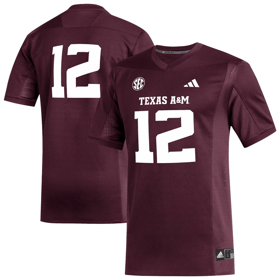 Men's adidas #12 Maroon Texas A&M Aggies Replica Football Jersey