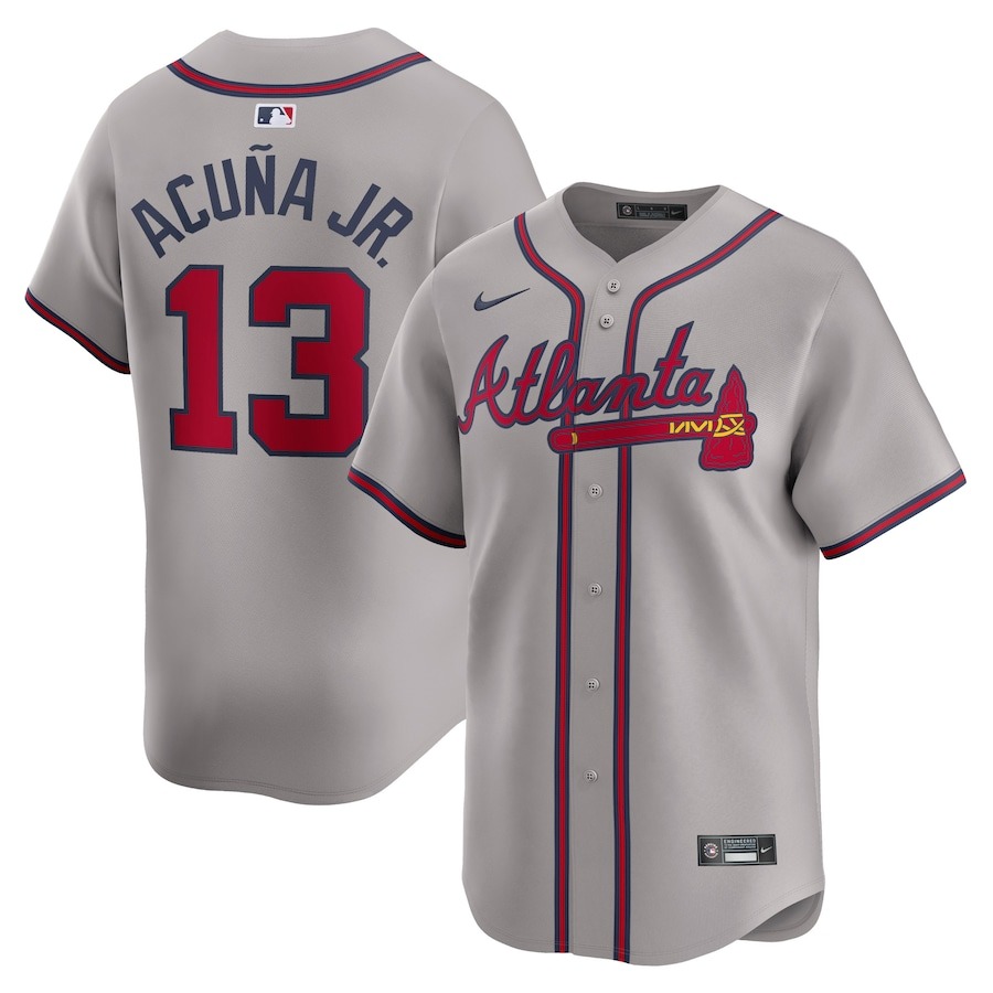 Men's Atlanta Braves Ronald Acuña Jr. Nike Gray Away Limited Player Jersey