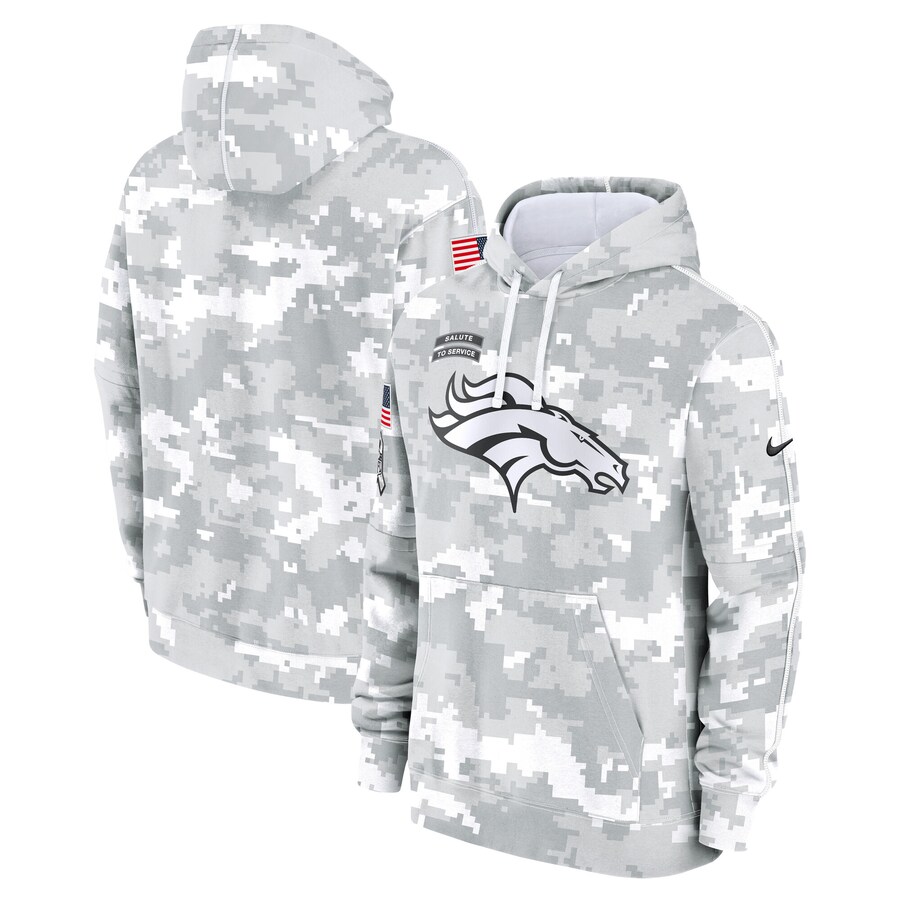 Men's Denver Broncos Nike Arctic Camo 2024 Salute to Service Club Fleece Pullover Hoodie