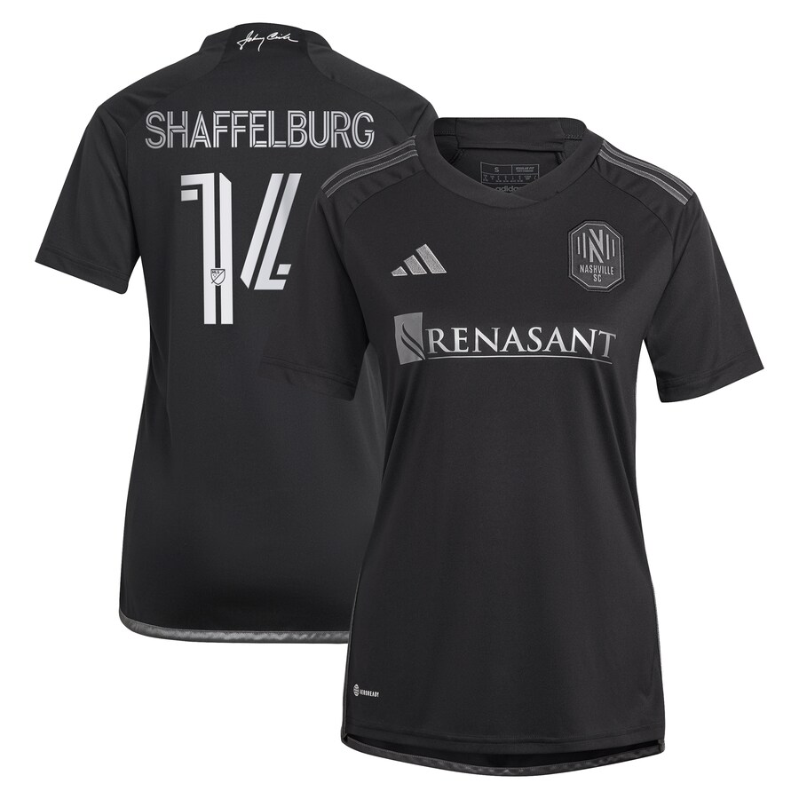 Women's Nashville SC Jacob Shaffelburg adidas Black 2024 Man In Black Kit Replica Player Jersey