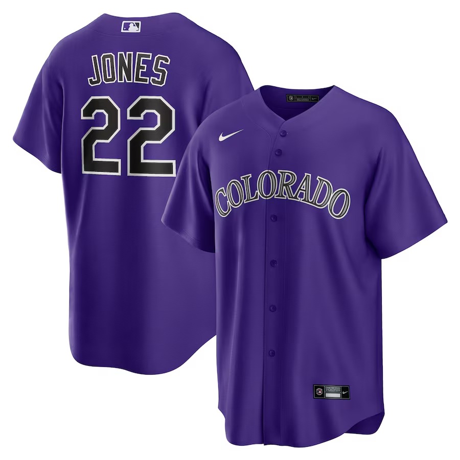 Men's Colorado Rockies Nolan Jones Nike Purple Alternate Replica Jersey