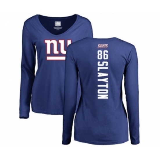 Football Women's New York Giants #86 Darius Slayton Royal Blue Backer Long Sleeve T-Shirt