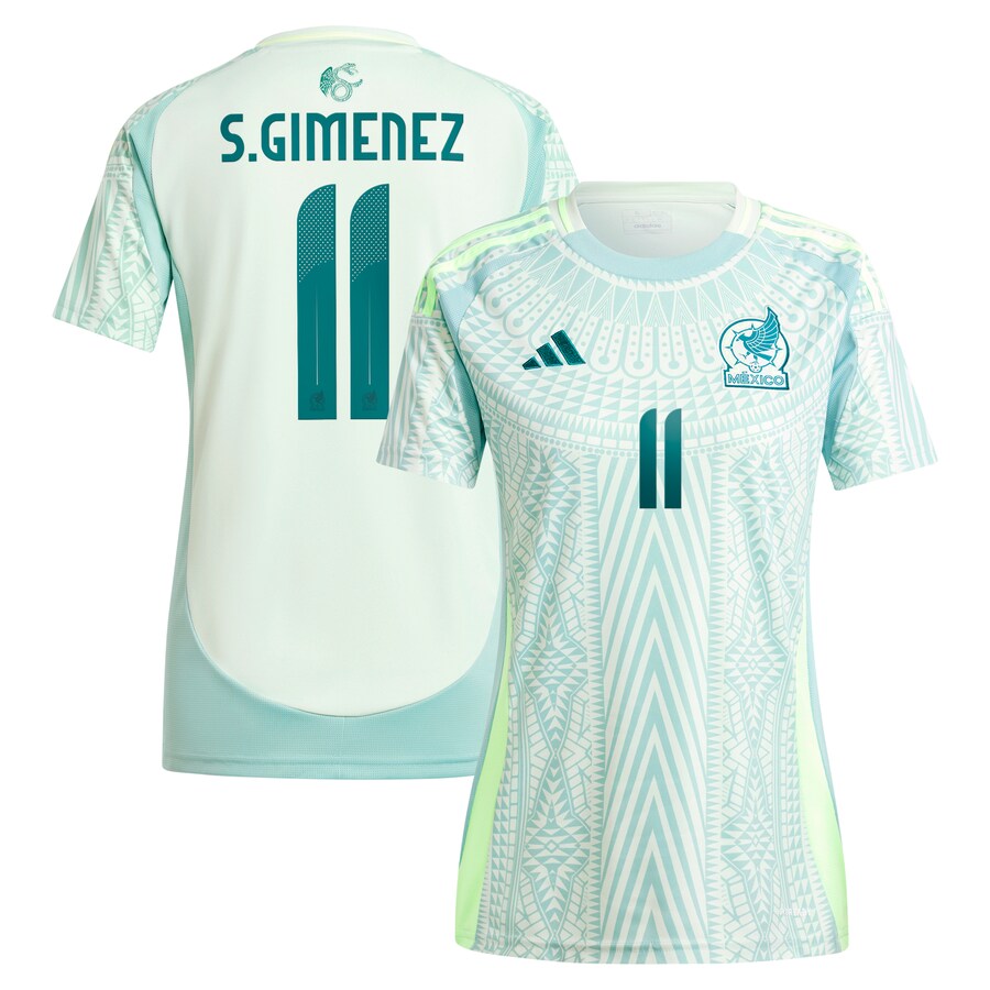 Women's Mexico National Team Santiago Giménez adidas Green 2024 Away Replica Player Jersey