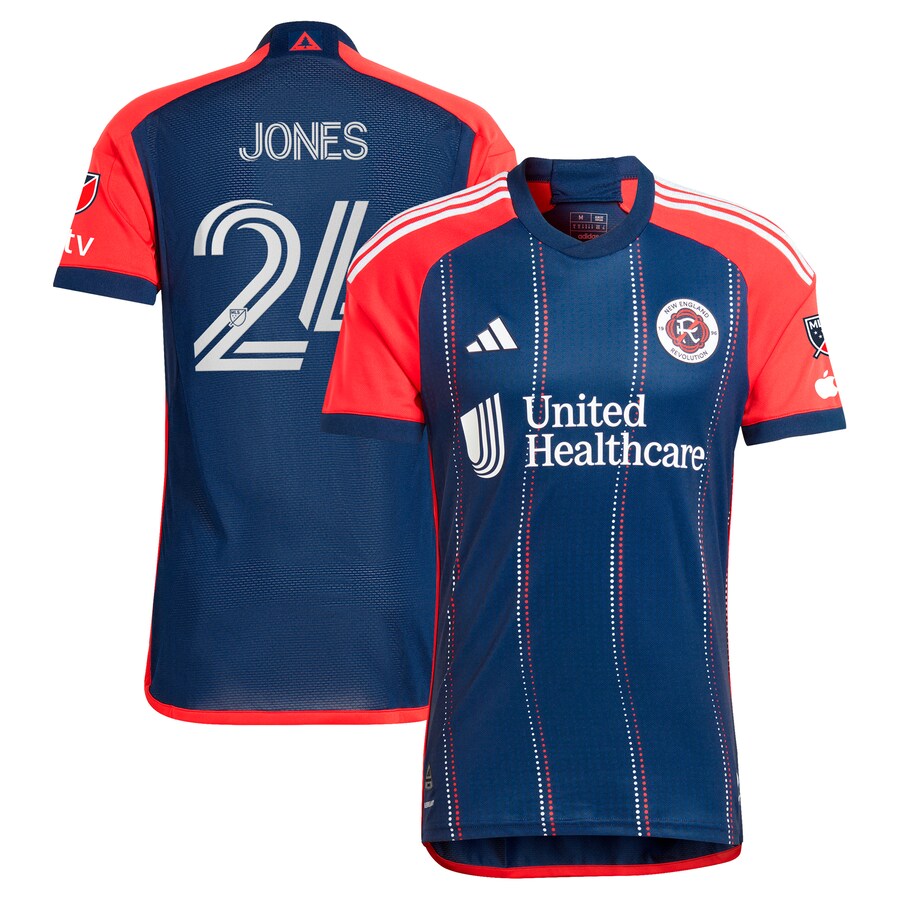 Men's New England Revolution DeJuan Jones adidas Navy 2024 Boston Tea Party Authentic Player Jersey