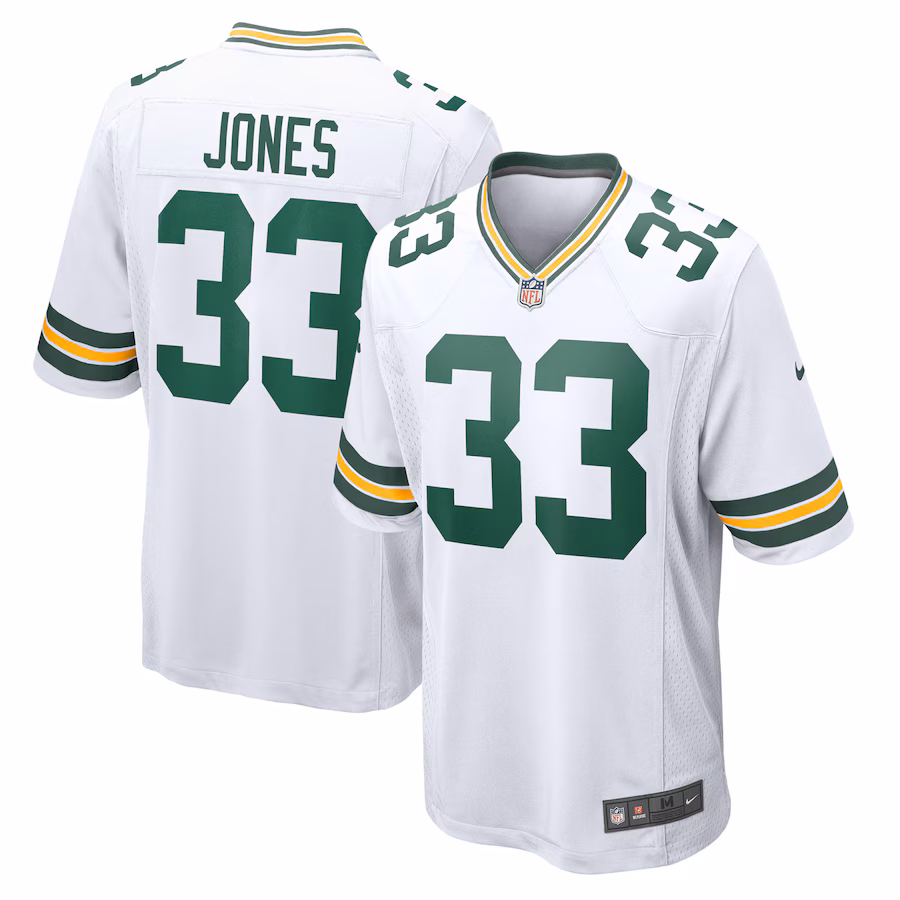 Men's Green Bay Packers Aaron Jones Nike White Game Player Jersey