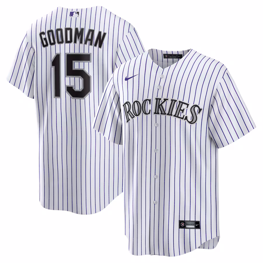 Youth Colorado Rockies Hunter Goodman Nike White Home Replica Jersey
