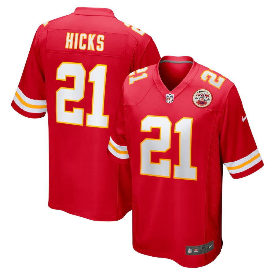 Men's Kansas City Chiefs Jaden Hicks Nike Red Game Jersey