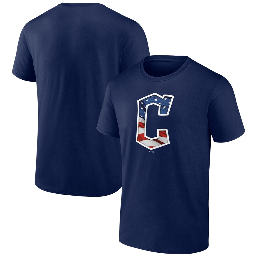 Men's Cleveland Guardians Navy Banner Wave Team T-Shirt