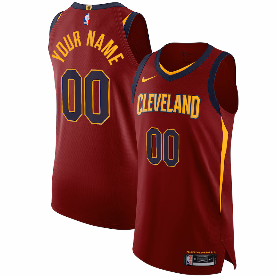 Men's Cleveland Cavaliers Nike Wine Authentic Custom Jersey - Icon Edition