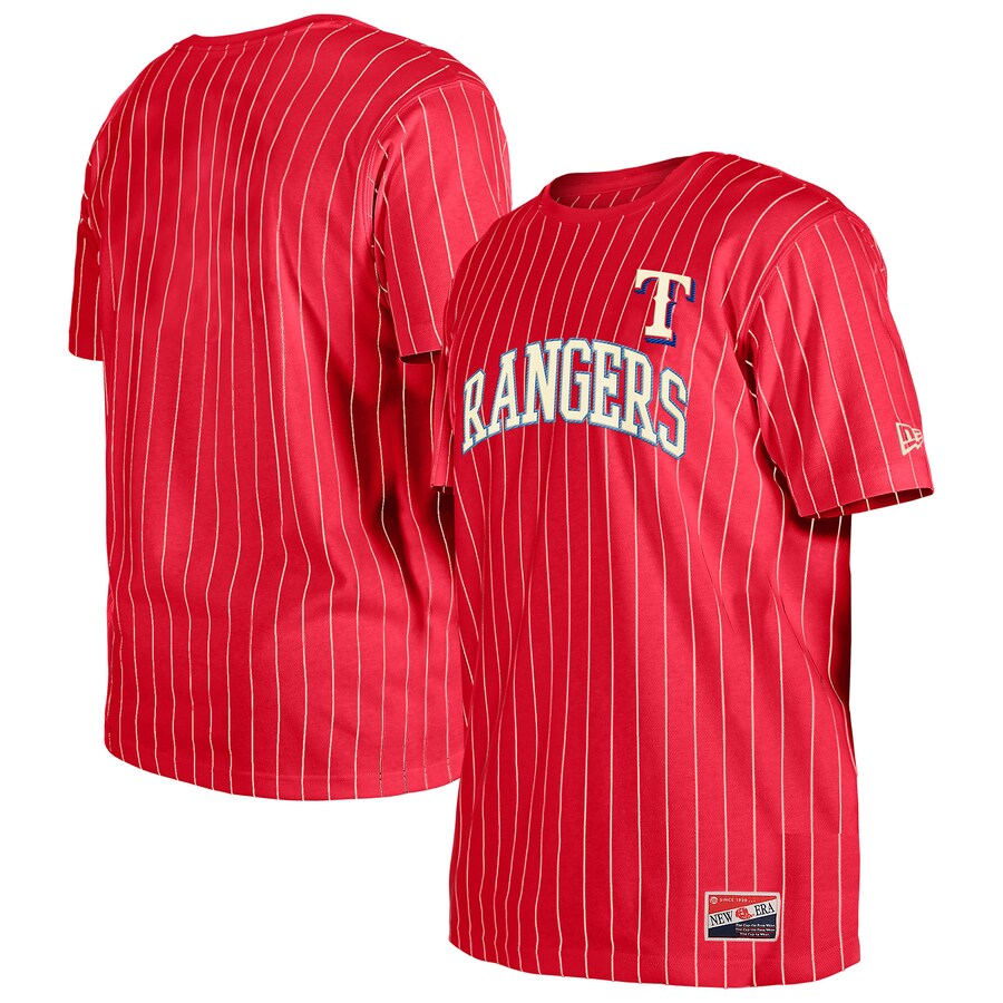 Men's Texas Rangers New Era Red Throwback Pinstripe T-Shirt