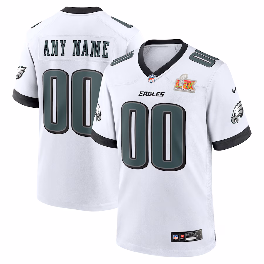 Men's Philadelphia Eagles Nike White Super Bowl LIX Custom Game Jersey