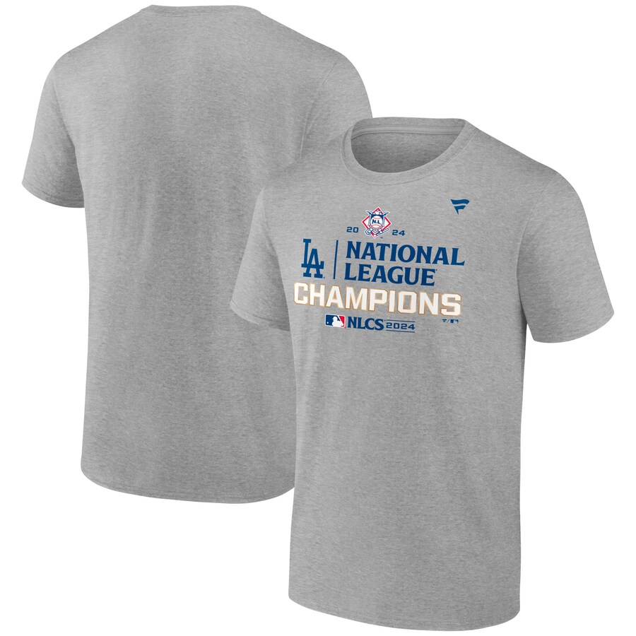 Men's Los Angeles Dodgers Fanatics Heather Gray 2024 National League Champions Locker Room T-Shirt