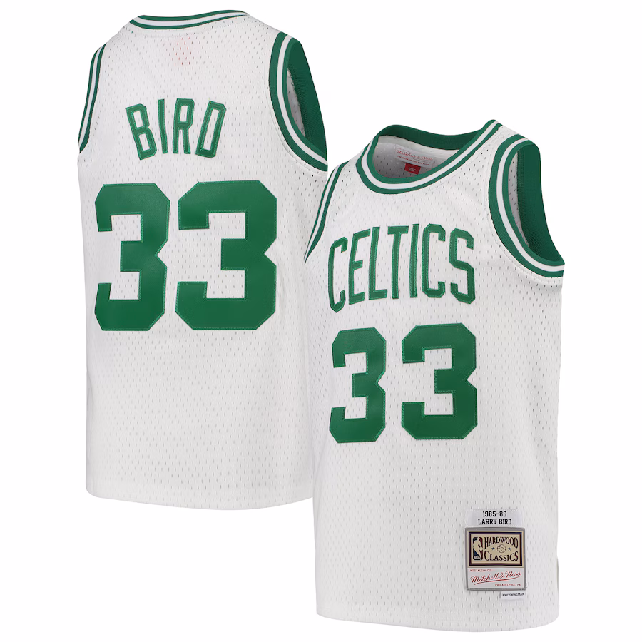 Youth Boston Celtics Larry Bird Mitchell & Ness White 1985-86 Hardwood Classics Swingman Throwback Jersey